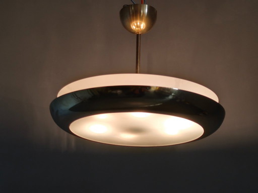 Josef Hurka Art Deco UFO-kroonluchter, Tsjechoslowakije, jaren 1930