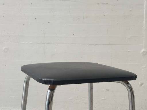 Tabouret Kelko avec assise en similicuir noir, années 1960