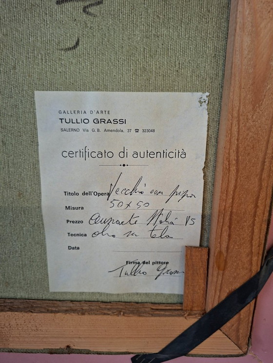 Image 1 of Seltenes Ölgemälde auf Leinwand von Tullio Grassi „Alter Mann mit Pfeife“