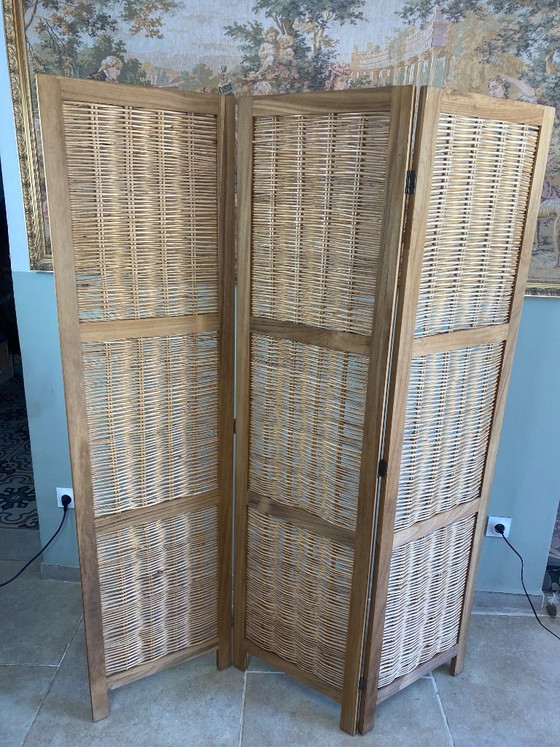 Woven Wicker 3-Panel Room Screen – Wood (photo 2 of 13)