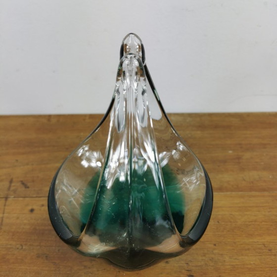 Image 1 of Vintage glazen schaaltje, Glazen mandje. Italiaans glas 016