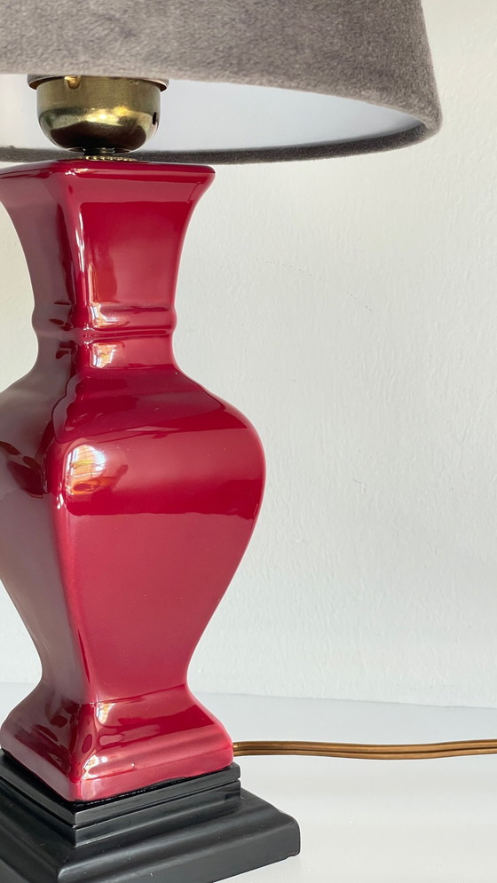 Image 1 of Lampe Chic Céramique Et Velours Vintage