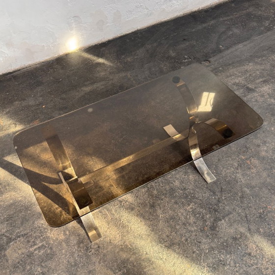 Image 1 of Retro salontafel van staal en glas, jaren 60