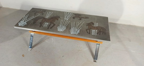 Image 1 of Tavolino da caffè vintage con piastrelle in ceramica