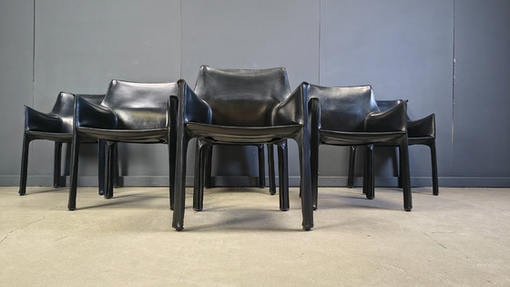 Image 1 of Set of 6 Cassina Cab 413 Chairs by Mario Bellini, 1980s