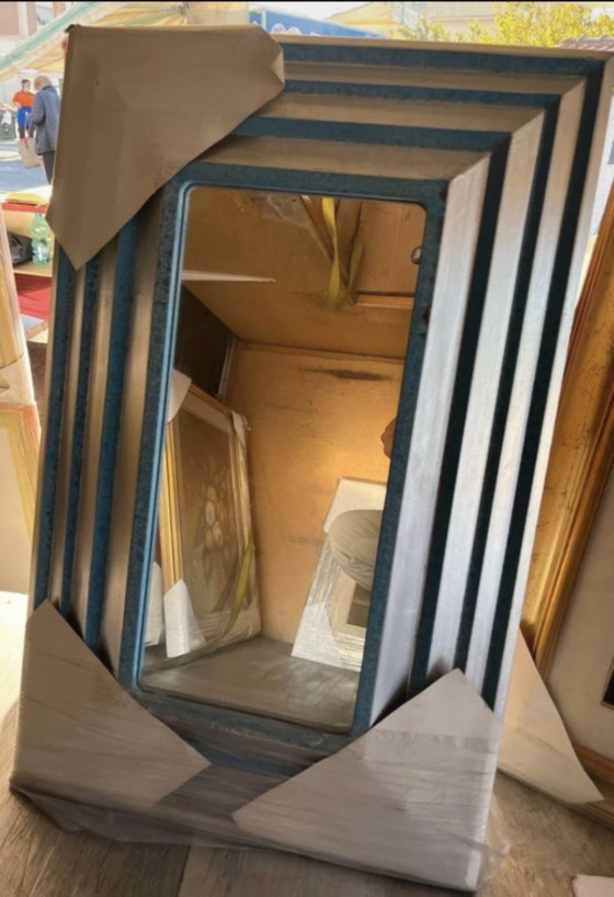 Image 1 of Designer mirror measures 21 x 45 cm, finished size in frame 43 x 67 cm