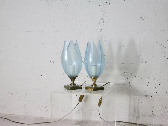 Image 1 of 2x Blue Lamps Published by Rougier