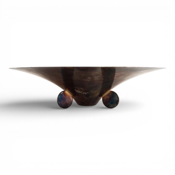 Image 1 of Cuenco escultórico Bauhaus WMF Ikora, latón plateado, de Paul Haustein, 1920