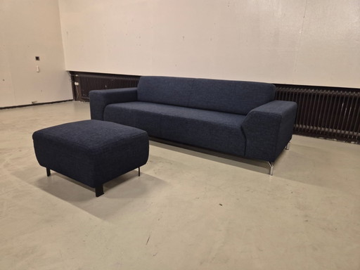Montel Romero – 3-Sitzer-Sofa – Blau – Stoff – Hocker – Design