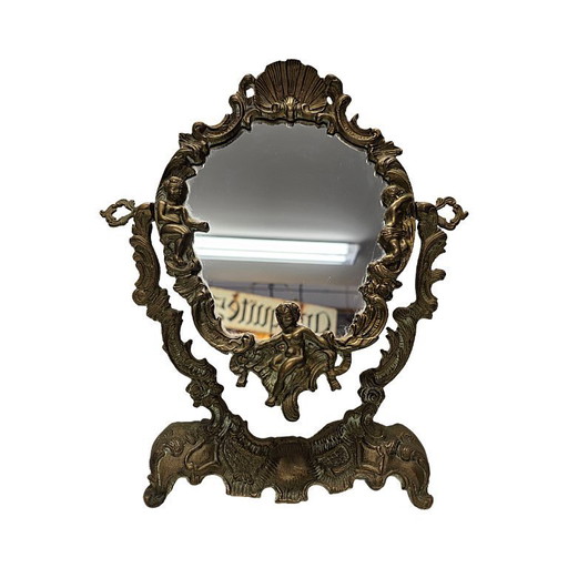 Old French bronze table mirror