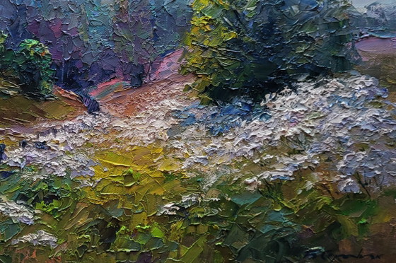 Original Oil Painting Summer Landscape Nature Wildflowers Are Growing – Paintings & Drawings, Canvas (photo 7 of 7)