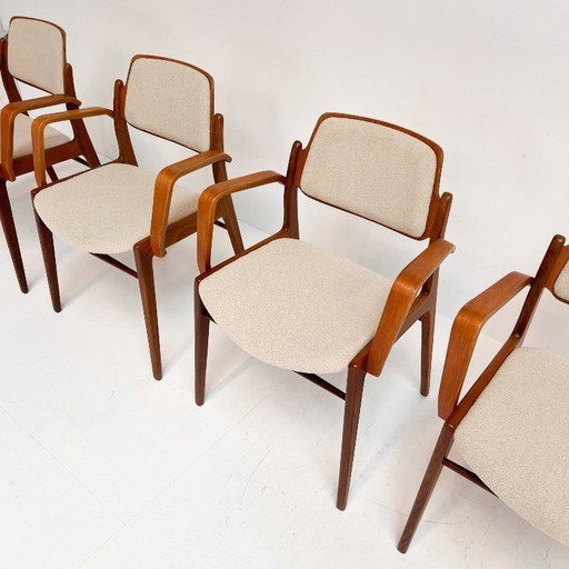 Juego de 4 sillas Hartmut Lohmeyer retapizadas para Wilkhahn, década de 1960.