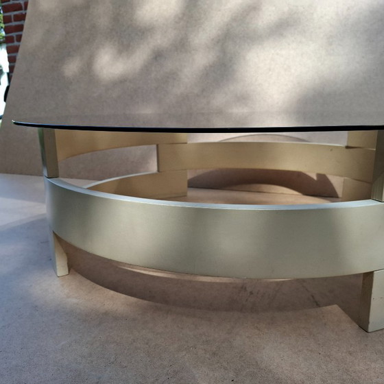 Image 1 of Space Age coffee table with smoked glass and wood, 1960s (sometimes attributed to Gero...)