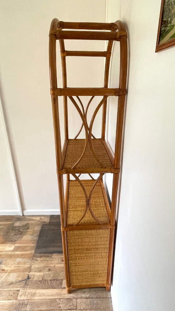 Image 1 of Vintage Wicker and Rattan Shelf