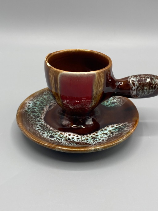 Bougeoir portatif en céramique de Vallauris – Émaux Flambés – decoratieve objecten, Ceramic, Rustic