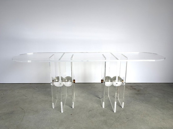 Messing en Lucite Console, jaren 70 – Plexiglass, Brass (photo 12 of 12)