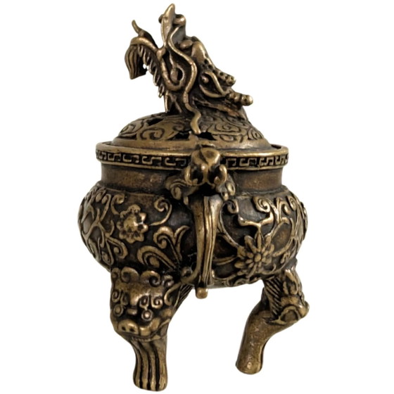 Brûle-encens Dragon Miniature Chinois en Bronze (Ding) – Objets déco (photo 7 of 10)