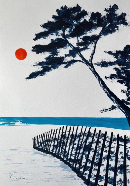 Tinta sobre papel, enmarcada, 30x21cm.