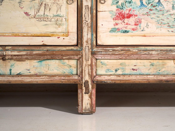 Credenza antica dipinta in legno di pino – Cina, circa 1930 – Credenze, Brass (photo 35 of 40)