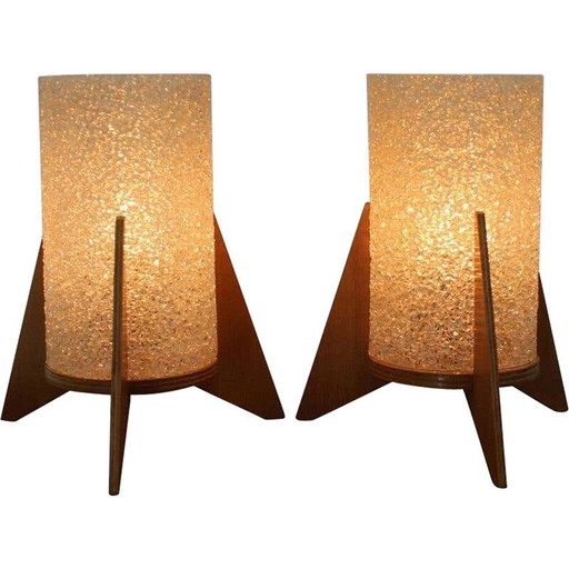 Par de lámparas de mesa vintage con forma de cohete de Pokrok Zilina, 1970