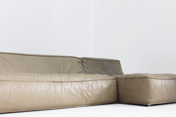 Image 1 of Vintage modulaire sofa groen leer van Verzelloni, Italië, jaren 90 