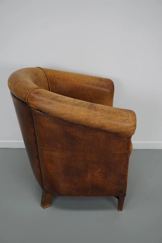 Image 1 of Vintage Nederlandse cognackleurige leren clubfauteuil