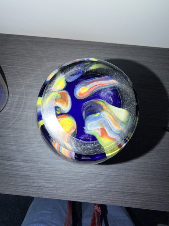 Beautiful Set of XL Hand-Blown Glass Designer Vases (40cm & 30cm) – Murano / Loranto Style (photo 4 of 5)