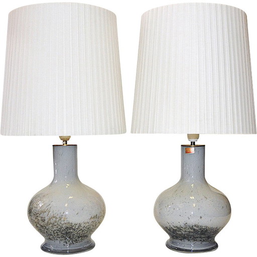 Paar Tischlampen aus geblasenem Glas von Torbjørn Torgersen für Randsfjord Glassverk, Norwegen 1970