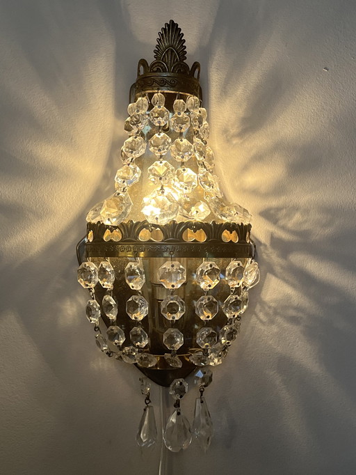 Franse Wandlamp Zakkroonluchter Muurlamp Vintage Kristal 