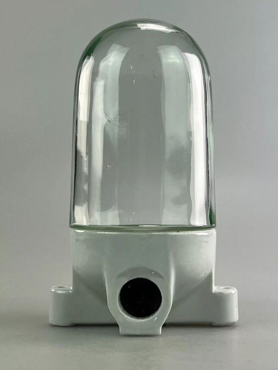 Image 1 of 50s 60s lamp wandlamp kelderlamp keramiek glas Bauhaus design