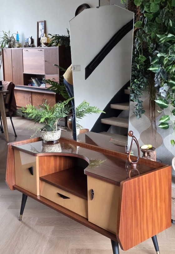 Mid-century Vintage kaptafel/tv meubel/stereokast – rockabilly, tv-meubelen, Wood (photo 11 of 15)