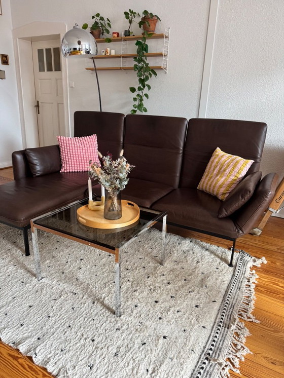 Image 1 of Brühl Roro Medium 3-Seater Leather Pearl Dark-Brown