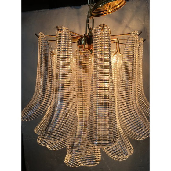 Image 1 of Coppia scultorea di lampadari Selle in vetro di Murano stile Mazzega