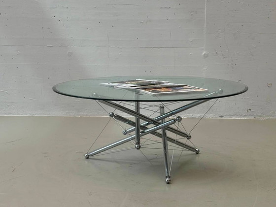 Table basse Tensegrity 713 de Theodore Waddell pour Cassina, 1973 – Tables basses, Glass, Chrome, Vintage (photo 12 of 13)