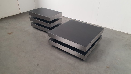 Vintage Roche Bobois Willy Rizzo Attr Salontafels 70s Design – lamine, Metal (photo 4 of 23)