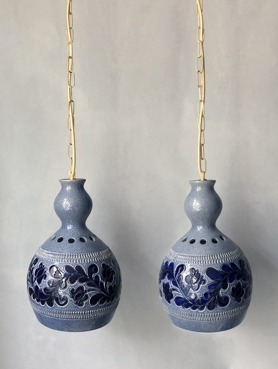 Image 1 of Set Vintage Ceramic Pendant Lamps