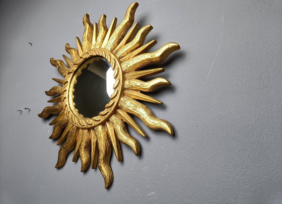 Image 1 of Vintage sunburst spiegel, jaren 1960