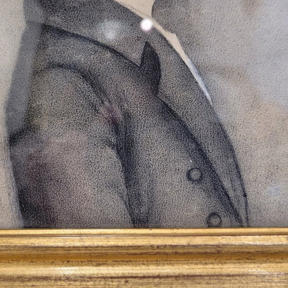 Image 1 of Dibujo Sobre Papel "Retrato Masculino de Perfil", P. S. XX - Francia