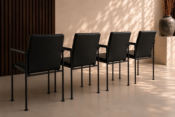 4 FAUTEUILS ORIGINAUX DE STYLE PASTOE | STYLE HOLLANDAIS VINTAGE – Chaises de salle à manger, Leather (photo 4 of 5)