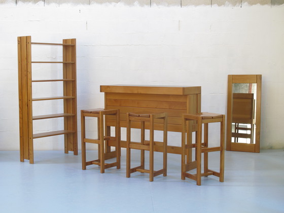 Image 1 of 1 Bar en 3 Hoge Solid Elm Krukken Gepubliceerd door Groupe Regain Jaar 80