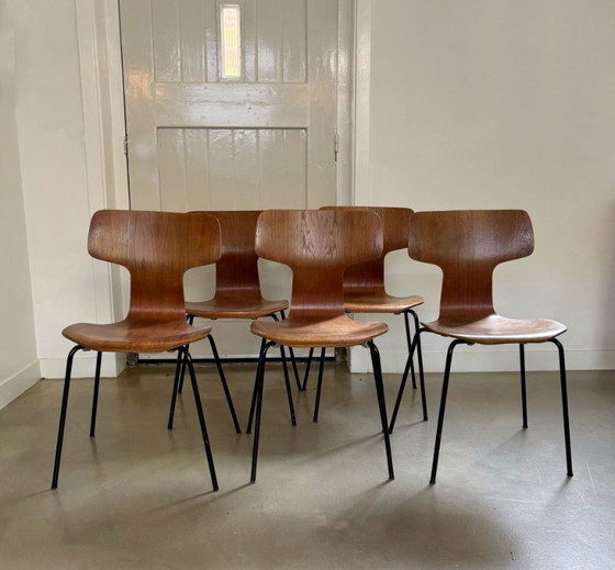 Image 1 of Set di 5 sedie ‘Hammer’, design di Arne Jacobsen per Fritz Hansen, Danimarca, 1969