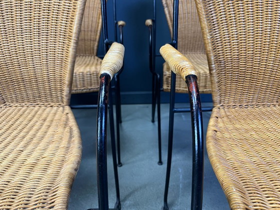 Image 1 of Rieten stoelen van Frederick Weinberg, jaren 60, set van 6