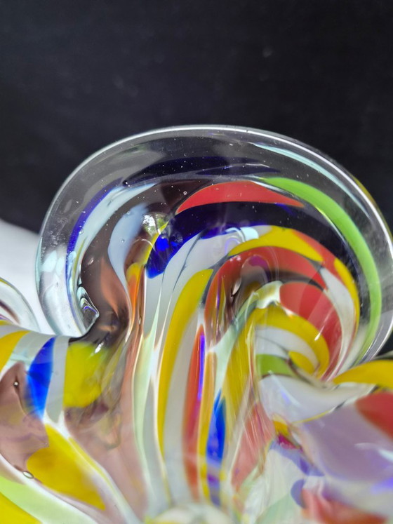 1x Mid-Century Murano-stijl Spatter Glass Vaas – Jaren 60/70 – 26 cm – Glaskunst (photo 7 of 11)