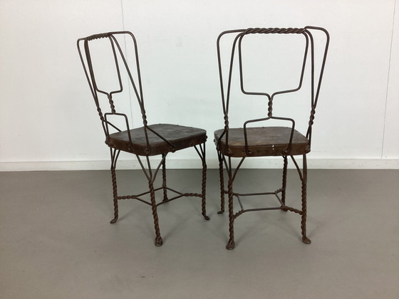 2 chaises d'enfants rares en fer à repasser à glace vintage des années 1940 – Chaises de salle à manger, Iron (photo 3 of 8)