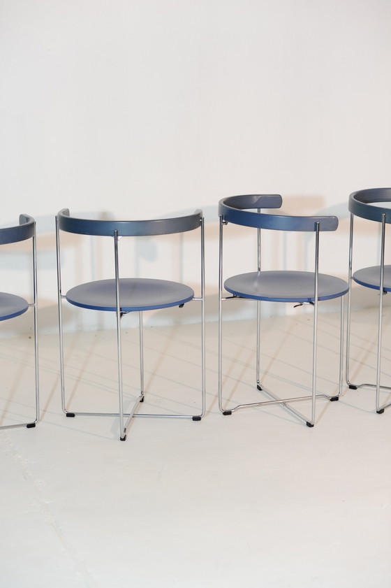 Image 1 of Soley Stoelen Valdimar Harðarson blauw voor Kusch & Co, 1980er Set van 6