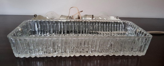 Image 1 of Rectangular ceiling lamp/wall lamp of cut glass, 1960s