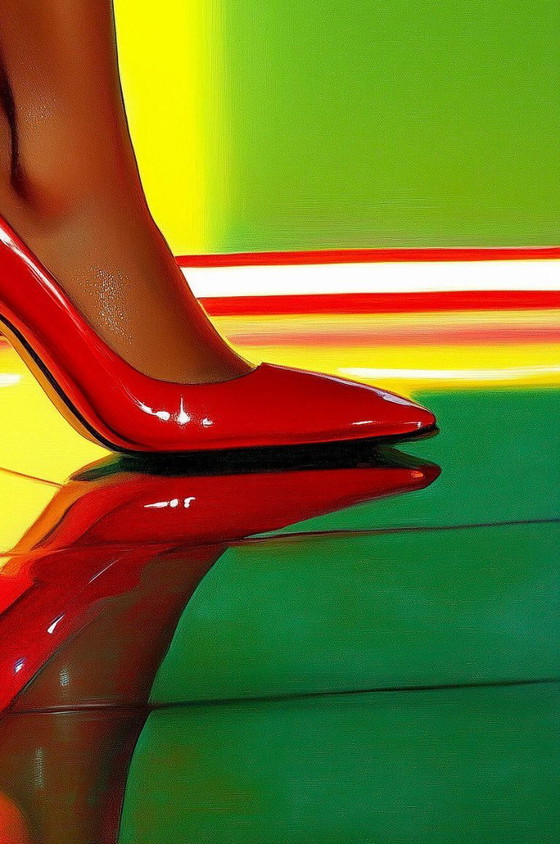 Image 1 of Léa OTTAVI - Striking Red Elegance - Digital painting on canvas