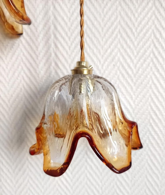 Image 1 of Lámpara colgante Duo Tulip en cristal de Murano, 1970