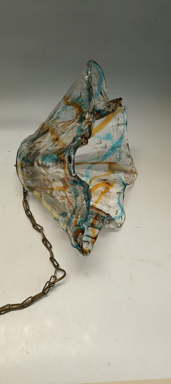 Image 1 of Vintage design italiaans gekleurd glazen Murano hanglamp in de stijl van Nason