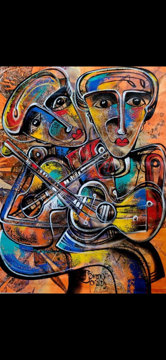 „Musicos“ Simeon Gonzales – Gemälde & Zeichnungen, Leinwand (photo 3 of 6)